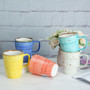 Rustic Grey, Blue, Coral, Turquoise and Yellow Ceramic Mugs With Middle East Style For Daily Use