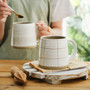 Rustic Vintage White Ceramic Coffee Mug 14oz