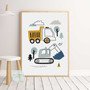 Construction Vehicle Alphabet Canvas For Boys - Educational Nursery Art Set Of 3 For Kids' Room