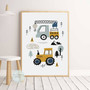 Construction Vehicle Alphabet Canvas For Boys - Educational Nursery Art Set Of 3 For Kids' Room