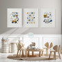 Construction Vehicle Alphabet Canvas For Boys - Educational Nursery Art Set Of 3 For Kids' Room
