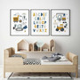 Construction Vehicle Alphabet Canvas For Boys - Educational Nursery Art Set Of 3 For Kids' Room