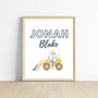 Customizable Construction Nursery Canvas Art Set - Dump Truck, Excavator, Bulldozer For Kids Room Decor