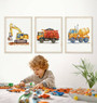 Personalized Construction Vehicles Canvas Set For Kids' Room: Excavator, Dump Truck, Concrete Mixer
