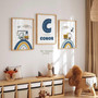 Custom Named Construction Nursery Canvas Set - Boys Bedroom Wall Art
