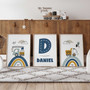 Custom Named Construction Nursery Canvas Set - Boys Bedroom Wall Art