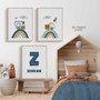 Custom Named Construction Nursery Canvas Set - Boys Bedroom Wall Art