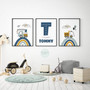 Custom Named Construction Nursery Canvas Set - Boys Bedroom Wall Art