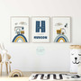 Custom Named Construction Nursery Canvas Set - Boys Bedroom Wall Art