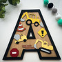 Construction Themed Boys' Wooden Sign- Personalized Nursery Name Art For Bedroom