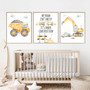 Watercolor Construction Canvas Set For Boys' Bedroom Decor - Nursery Wall Art