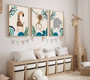 Jungle safari nursery canvas wall art, watercolor-style animal trio with greenery, perfect for baby boy room decor