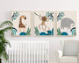 Jungle safari canvas prints, sweet baby boy nursery animals in soft blues and greens, charming baby shower gift idea