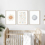 Nursery quote canvas wall art featuring 'I love you in the morning and afternoon' in boho neutral tones, baby room decor