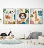 Boho safari jungle canvas for nursery wall decor, animal prints for baby boy room in a gentle neutral color palette