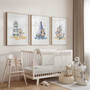 Teddy bear nautical nursery canvas set featuring playful sea-themed accents, charming wall art for baby boys' room