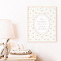 Nursery quote canvas print with neutral vintage florals and delicate wildflowers, baby shower gift for a girl's nursery