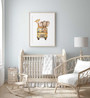Watercolor safari animals nursery canvas in soft tones with elephant, giraffe, lion; custom baby name, gender-neutral decor