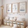 Nautical canvas wall art for nursery, customized sailboat design with child’s name, charming accent for a baby boy room
