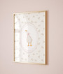 Vintage goose flowers nursery canvas wall art for girls room, neutral beige and sage, landscape layout, soothing decor