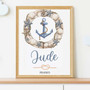 Nautical anchor nursery canvas wall art, personalized with baby name and birth date for boys room and new moms