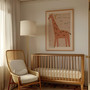 Giraffe nursery canvas wall art with pastel palette and soft textures, square layout for calming playroom or bedroom decor