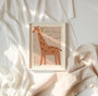 Giraffe nursery canvas wall art, warm neutrals and gentle brushstrokes for cozy baby bedroom decor and soothing nursery walls