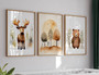 Earth-toned woodland nursery canvas art, set of two bear and moose prints in soft watercolor, perfect for baby room decor