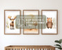Earth-toned woodland canvas art with a vertical bear print, soft neutrals for nursery wall decor in a cozy kids' room