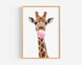 Funny giraffe nursery canvas print, playful modern pink artwork to brighten a kids' room, portrait orientation Funny giraffe nursery canvas print, playful modern pink artwork to brighten a kids' room, portrait orientation