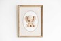 Vintage elephant nursery canvas with neutral beige tones and rustic barn backdrop, gender-neutral wall art for a baby room.