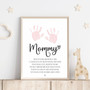 Mother's Day handprint canvas wall art from kids, custom names and date under handprints and footprints, keepsake for mom