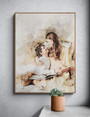 Mother and baby canvas art custom portrait, watercolor style, vertical, baptism gift for mom or baby’s first birthday