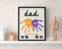 Best Dad Ever handprint canvas, custom names and 2025, landscape charcoal background with heart accent, living room decor
