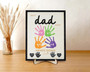 Dad handprint canvas art, custom names and 2025, landscape pastel watercolor splashes, sweet keepsake for living room decor