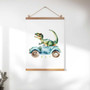 Dinosaur nursery canvas art prints, set of three matching designs, cute dinosaurs for boys bedroom wall decor and kids room