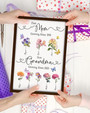 First Mom Now Grandma floral canvas, personalized with grandchildren's names and birth flowers, boho style Mother's Day gift