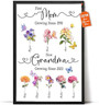 First Mom Now Grandma canvas with watercolor birth month flowers, custom grandkids' names, landscape, Mother's Day gift