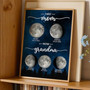 First Mom Now Grandma canvas with moon phase, custom names, neutral tones, sweet Mother’s Day wall decor for living room