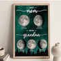First Mom Now Grandma canvas with lunar phases, custom names and date, vertical design, thoughtful Christmas gift for Nana