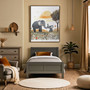 Affectionate mom and baby elephant nursery canvas wall art, safari theme for a gender-neutral kids room or above crib Affectionate mom and baby elephant nursery canvas wall art, safari theme for a gender-neutral kids room or above crib