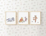 Winnie the Pooh nursery canvas set showcasing minimalist watercolor style, wall art for a modern nursery or children's room.
