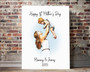 First Mother's Day canvas art in pastel watercolor, mother and baby embrace, custom text and date, keepsake for living room
