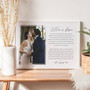 Personalized wedding vow canvas in black and white, modern serif type, custom names and date, portrait, anniversary gift