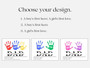Dad handprint canvas with two child handprints and teal accents, personalized with kids' names; birthday gift from children