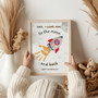 Father's Day dad handprint canvas in watercolor style, heart motif, personalized names and date; living room wall decor