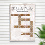 Family crossword canvas personalized with names and established date, housewarming gift for homeowners, portrait layout