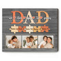 Dad puzzle canvas with puzzle-piece design, personalized with kids' names; Christmas or birthday gift and wall decor