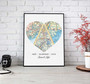 Map heart canvas print with custom location, names, and date; unique engagement gift and romantic bedroom wall decor Map heart canvas print with custom location, names, and date; unique engagement gift and romantic bedroom wall decor
