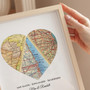 Map heart canvas wall art, personalized map of couple’s special place with names; ideal anniversary gift for him and her Map heart canvas wall art, personalized map of couple’s special place with names; ideal anniversary gift for him and her